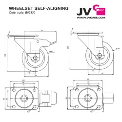 JVcase WHEELSET SELF-ALIGNING - Lot de 4 roulettes pivotantes auto-ali