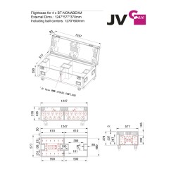 JVcase CASE FOR 4x BT-NONABEAM - Case pour le transport de 4x projecte