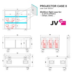 JVcase PROJECTOR CASE 8 - Flight case empilable de 80x60 cm avec roule