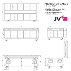 JVcase PROJECTOR CASE 9 - Flight case empilable de 120x60 cm avec roul