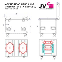 JVcase MOVING HEAD CASE 4 Mk2 - Flight case empilable de 80x60 cm avec