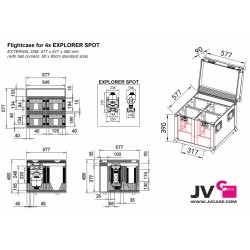 JVcase CASE FOR 4x EXPLORER SPOT - Flight case empilable, conçu pour t