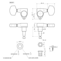 Mécaniques Gotoh SG301-20 3+3 Doré kidney 18:1 | Ubico Musique