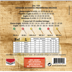 JEU DE CORDES SAVAREZ A140L FOLK PHOSPHORE BRONZE 12-53