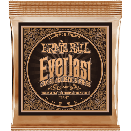 CORDES ERNIE BALL  Everlast Coated phosphore bronze Acoustiques Light 11-15-22-30-42-52