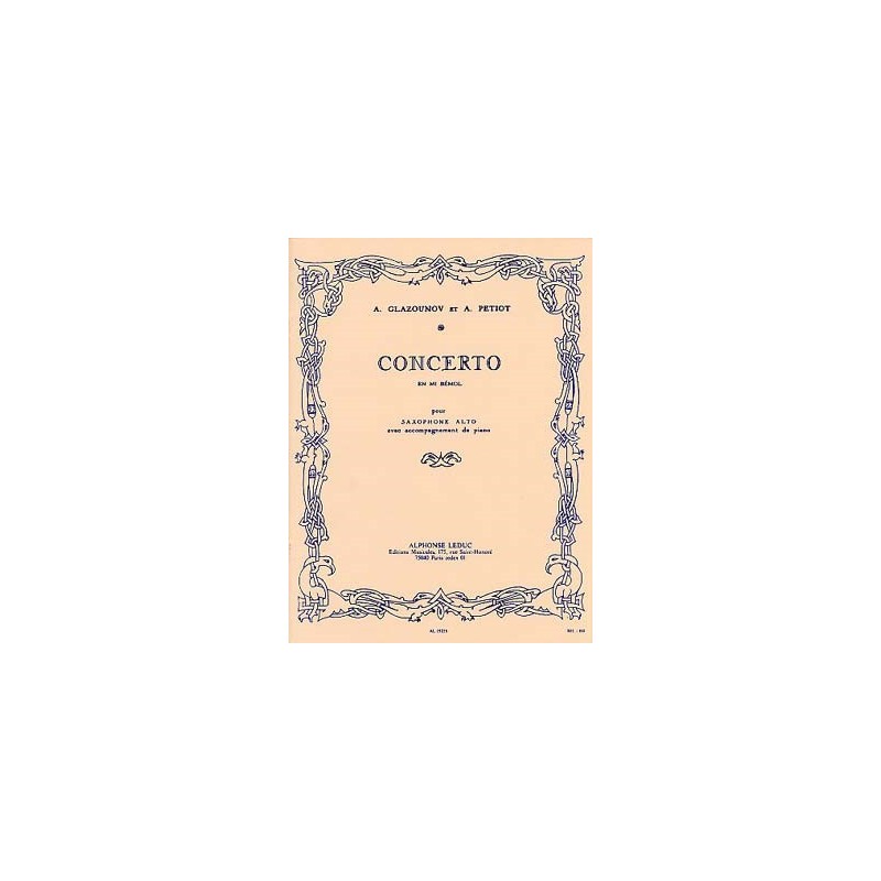 Partition saxo et piano - Concerto en mi b Auteur GLAZOUNOV Alexander