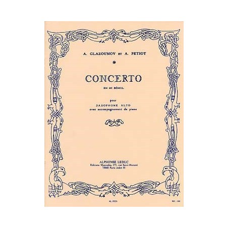 Partition saxo et piano - Concerto en mi b Auteur GLAZOUNOV Alexander