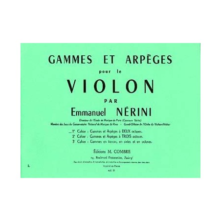 PARTITIONS NERINI gammes et arpeges pour le violon 1er cahier