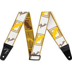 Courroie Fender Weighless 2 Monogrammed Strap, White/Brown/Yellow