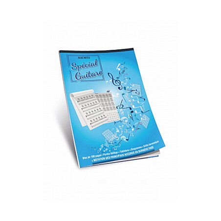 BLOC MUSIQUE GUITARE 100 pages perforées Feuilles détachables 21 x 29.7 portée solfège/tablature/diagramme