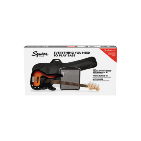 Affinity Series™ Precision Bass® FENDER PJ Pack, Laurel Fingerboard, Brown Sunburst, Gig Bag, Rumble 15 - 230V EU
