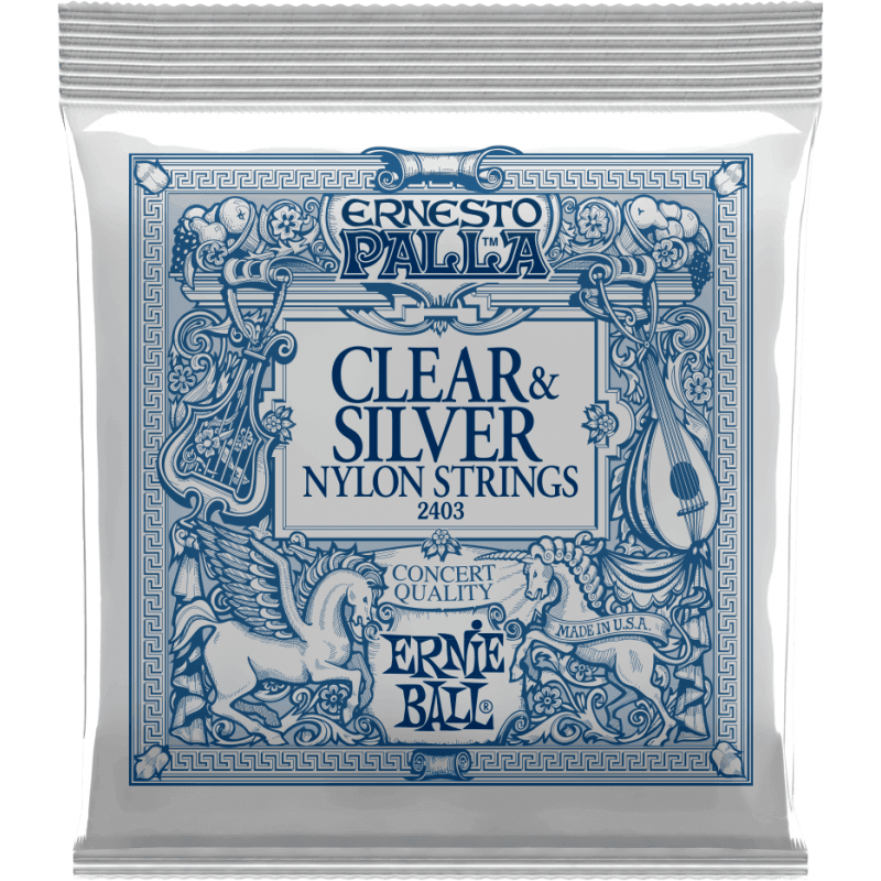 ERNIE BALL - CEB 2403 Jeux - Nylon clair-métal argenté