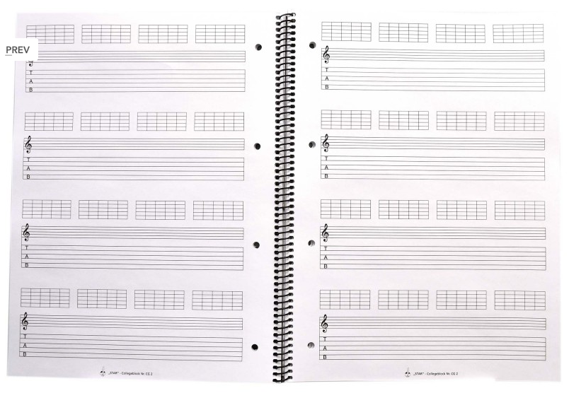 Cahier de Musique Tablature Guitare