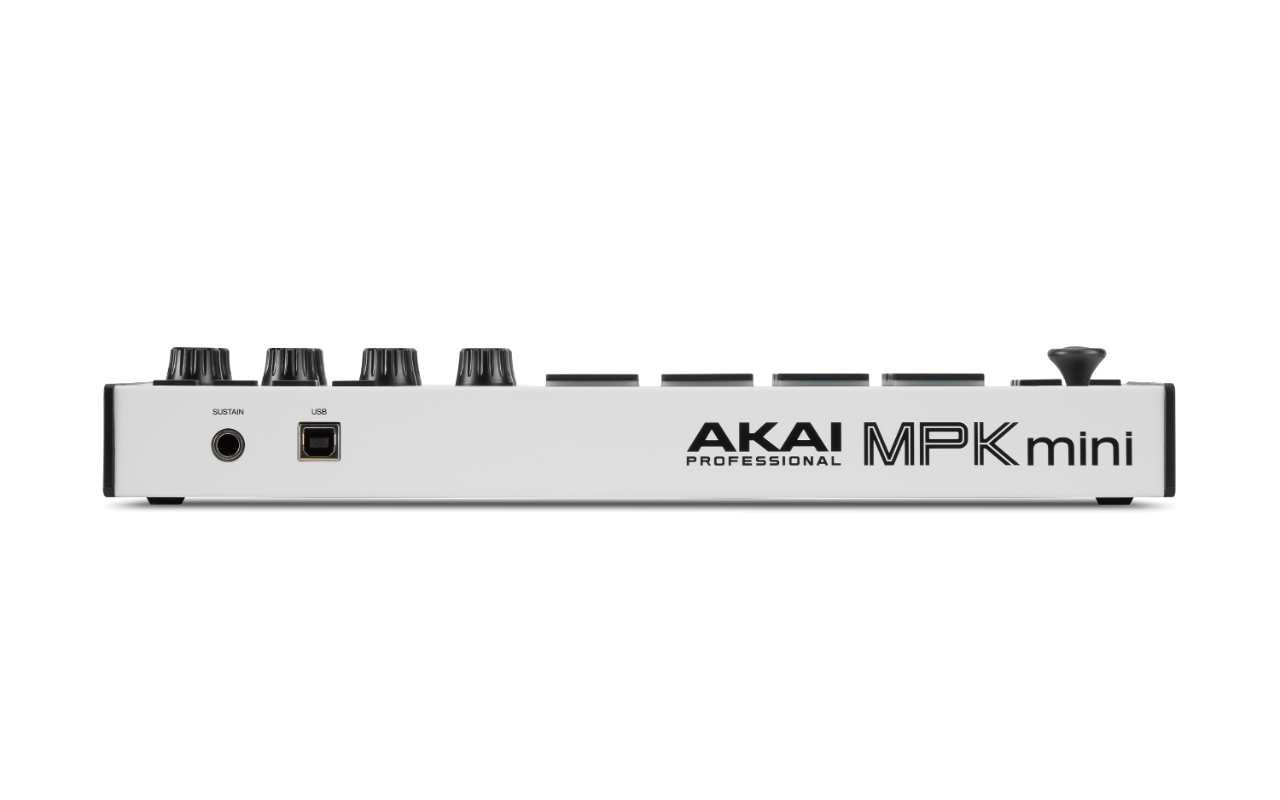 Clavier Maitre AKAI MPKMINI3WH Mini touches USB 25 touches 8 pads écran OLED
