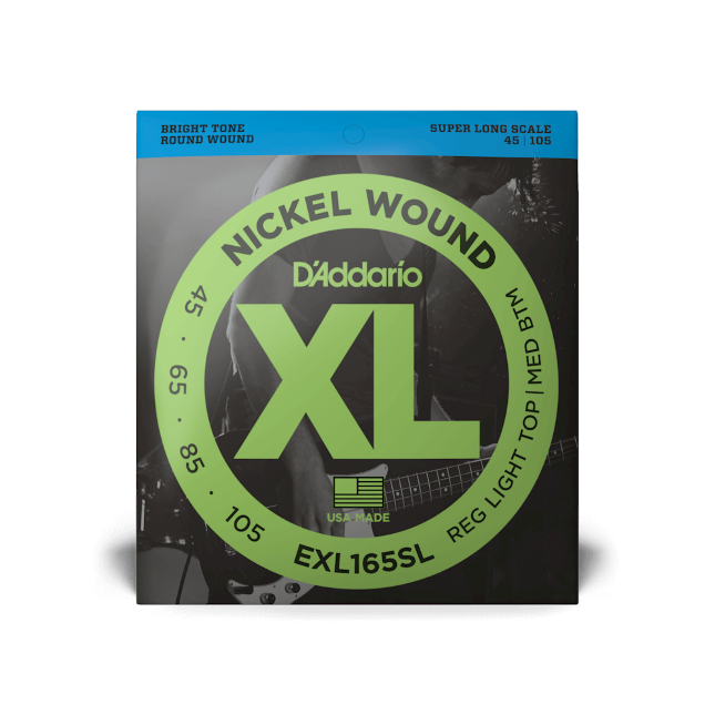 Cordes basse D\'Addario EXL165SL Nickel Wound Bass, Custom Light, 45-105, Super Long Scale