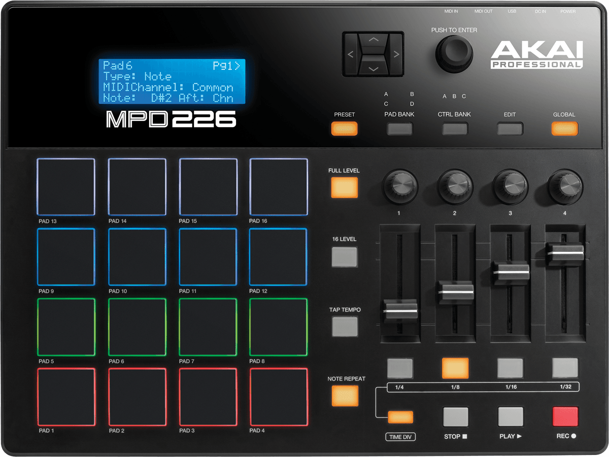 AKAI PROFESSIONAL - MPD226 16 pads 4 faders 4 potentiomètres