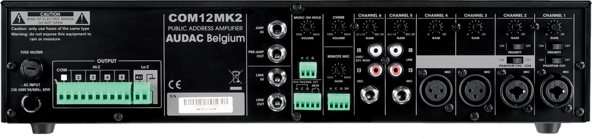 Audac - COM12MK2 Mélangeurs Amplifiés - 6 IN - 120W / 100V