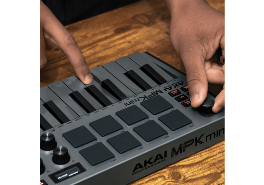 AKAI PROFESSIONAL - KAP MPKMINI3GREY Mini touches - USB 25 mini notes 8 pads et encodeurs, écran LED - gris