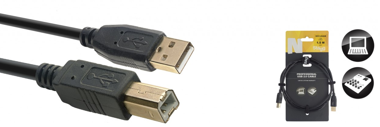 STAGG Câble USB 2.0 USB A/USB B (m/m), 1,5 m