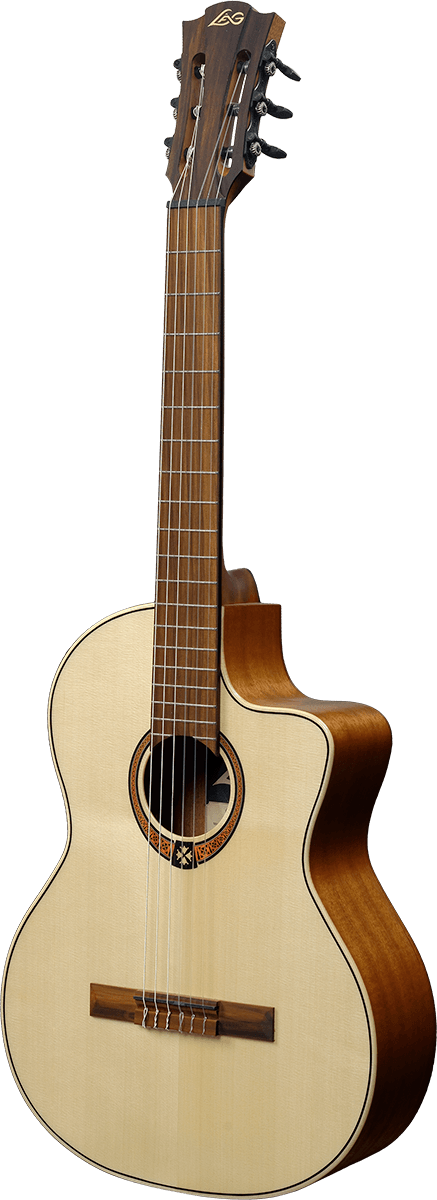 Guitare LÂG - OC88CE Classique Épicéa 4/4 Pan-Coupé Électro Vernis Brillant