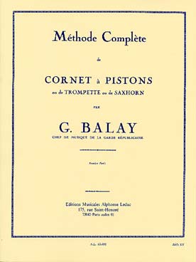 PARTITIONS G.BALAY METHODE COMPLETE DE CORNET A PISTON