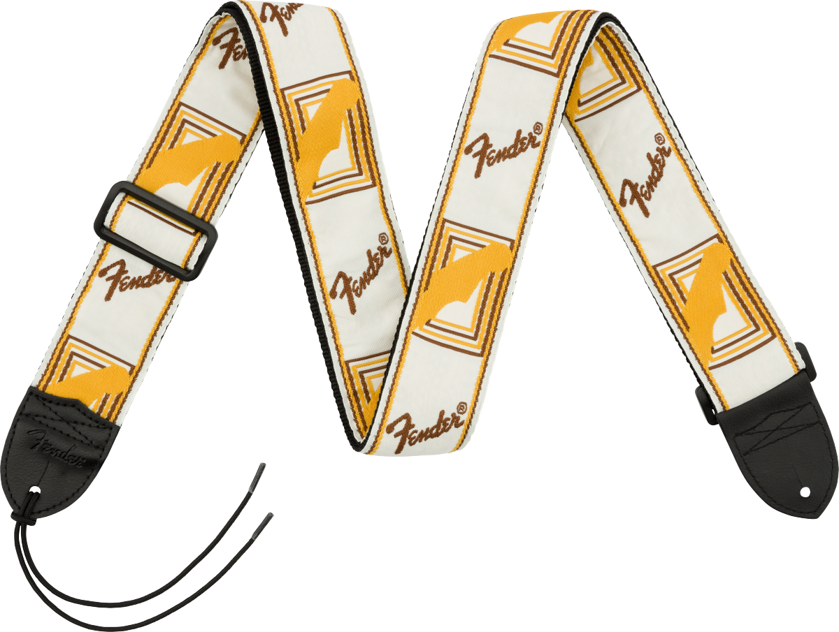 Sangle Fender 2 Monogrammed Strap, White/Brown/Yellow