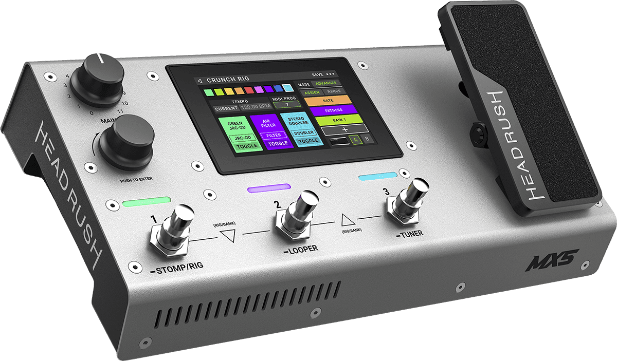 HEADRUSH - MX5-SILVER - Multi effets guitare simulateur ampli hp 3 switches, écran 4, pédale d\'exp. - silver