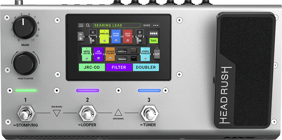 HEADRUSH - MX5-SILVER - Multi effets guitare simulateur ampli hp 3 switches, écran 4, pédale d\'exp. - silver