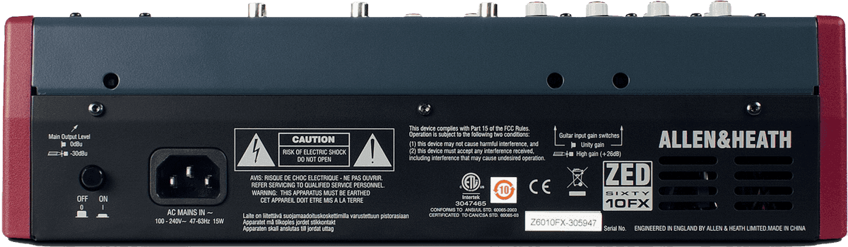 Allen & Heath - ZED60-10FX USB avec effets - ZED-10FX avec faders 60mm