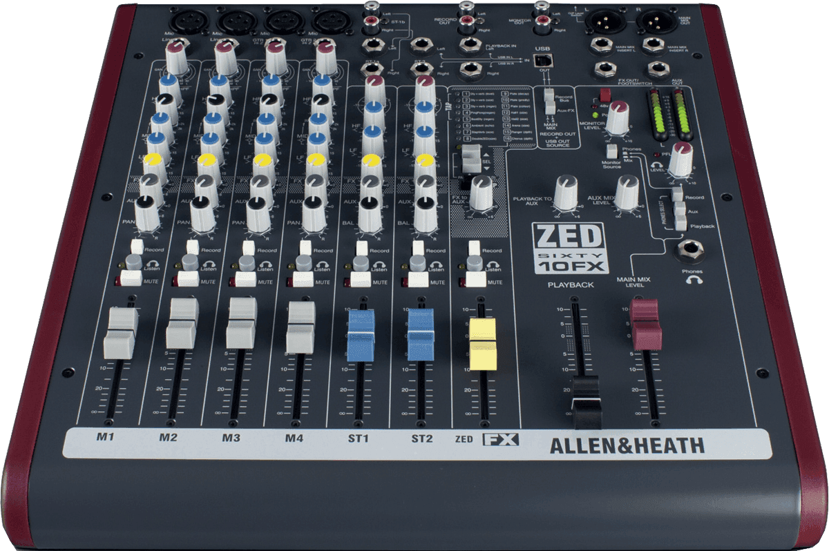 Allen & Heath - ZED60-10FX USB avec effets - ZED-10FX avec faders 60mm