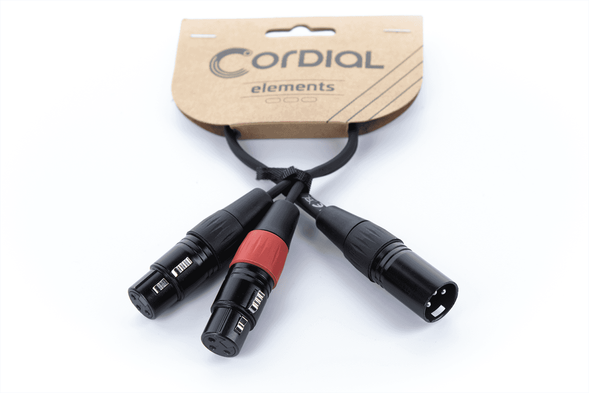 Câble CORDIAL - EY0.3MFF XLR - XLR mâle /2 XLR femelles - 0.3m