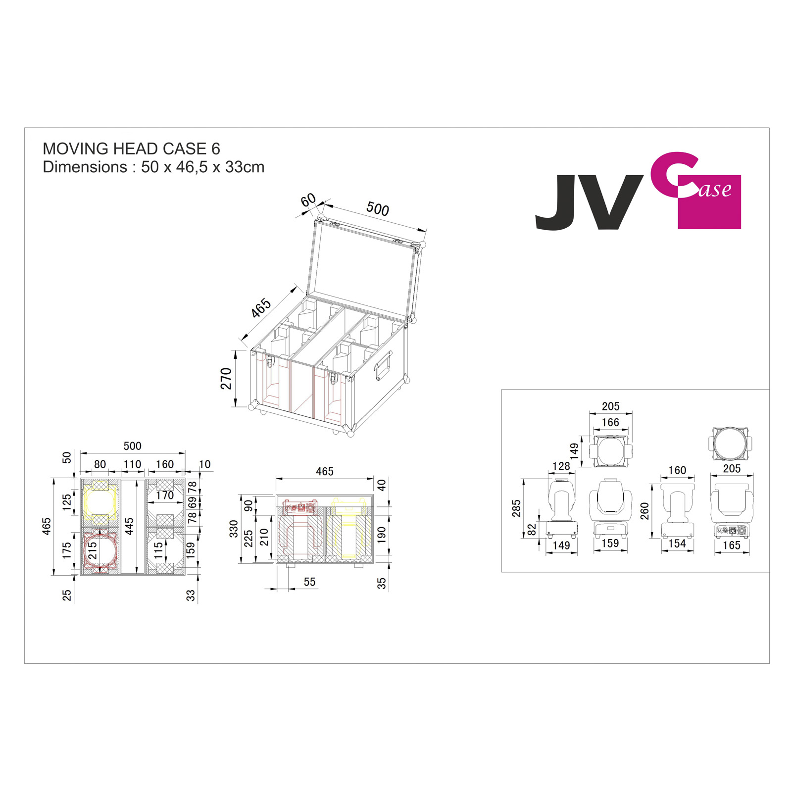 FLIGHTCASE MOVING HEAD CASE 6 pour CLUBSPOT x4