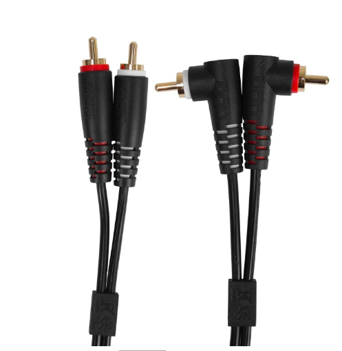 Cable UDG RCA Droit - RCA Coudé Noir 3m