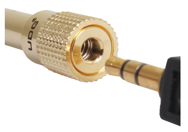 Adaptateur Casque UDG Metal Plaque Or mini jack vers jack 6.35