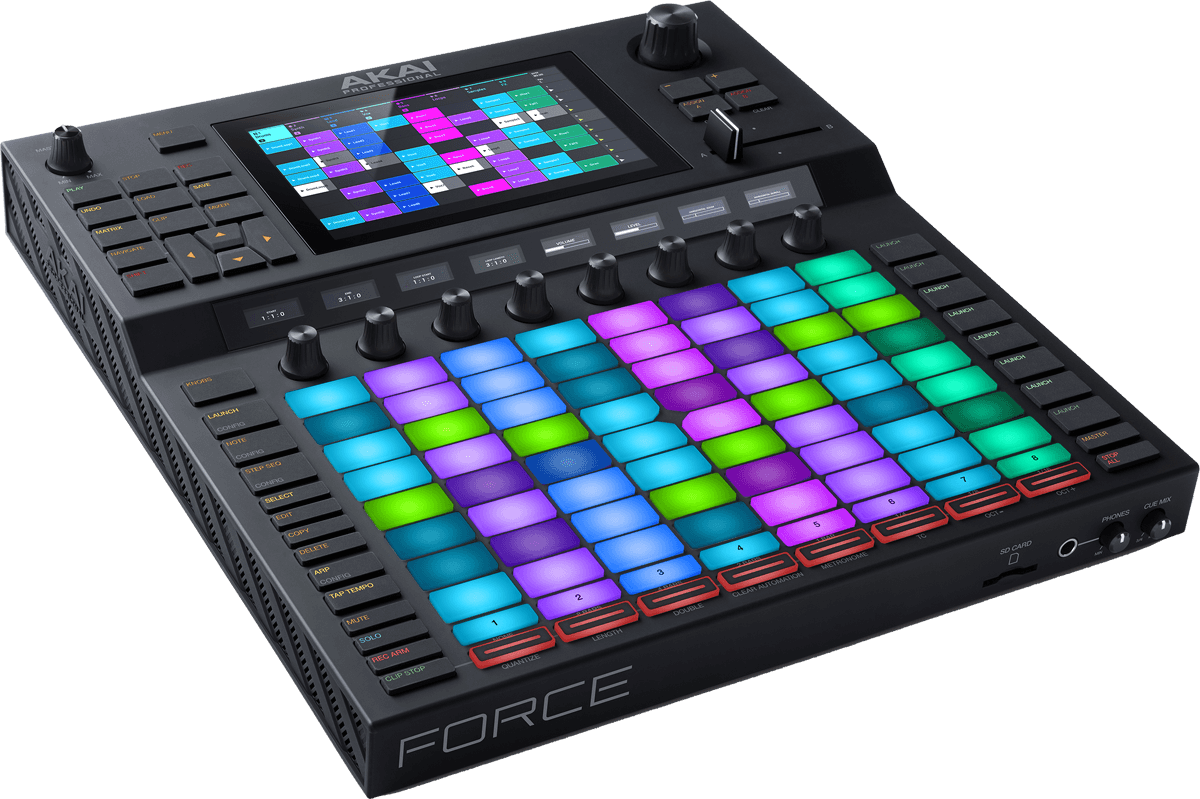 Akai Pro - FORCE Autonomes - 8x8 pads, 8 potentiomètres, écran 7’’