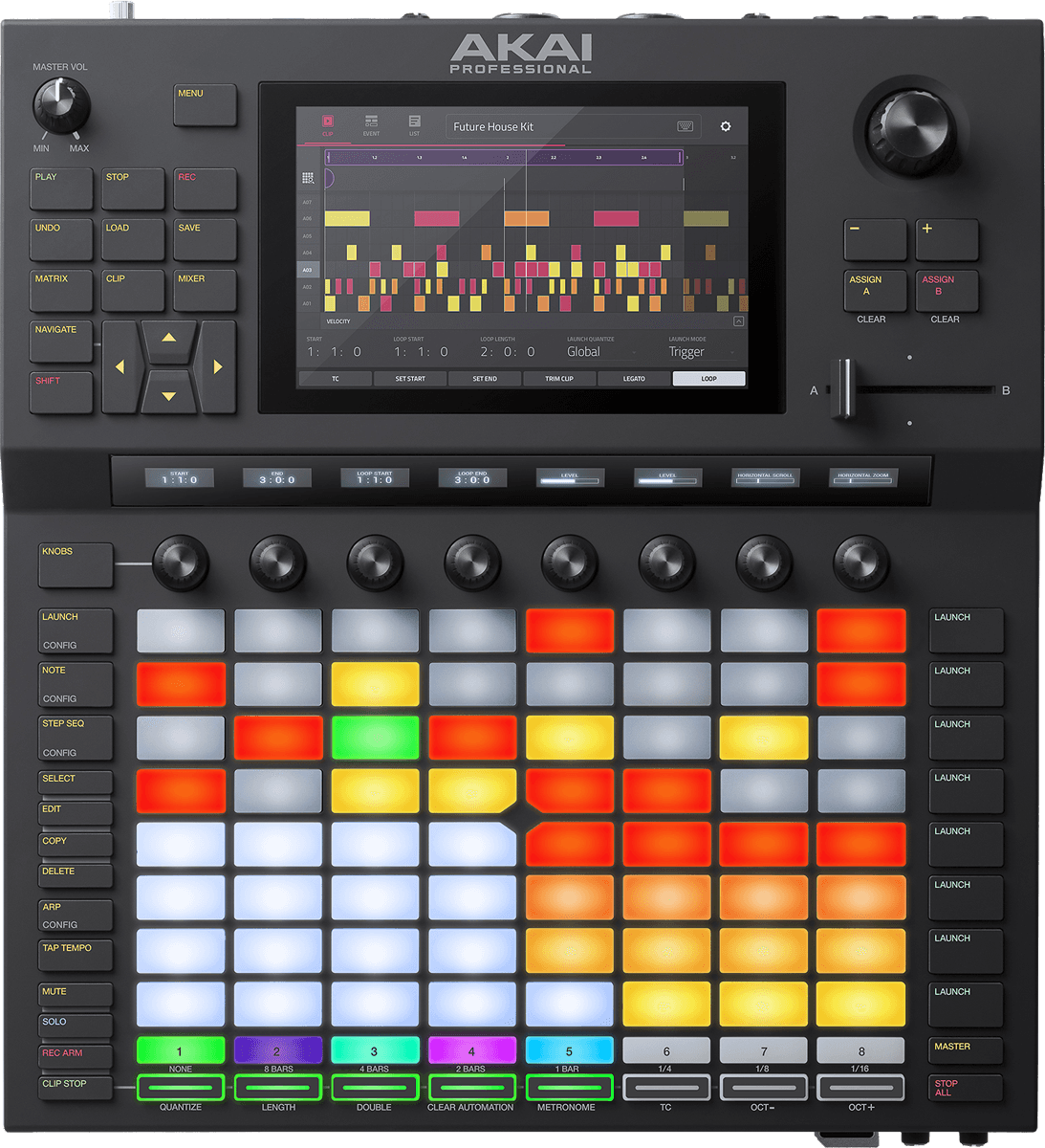 Akai Pro - FORCE Autonomes - 8x8 pads, 8 potentiomètres, écran 7’’