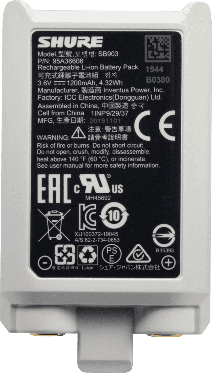 BATTERIE SB903 RECHARGEABLE pour SLXD - SHURE