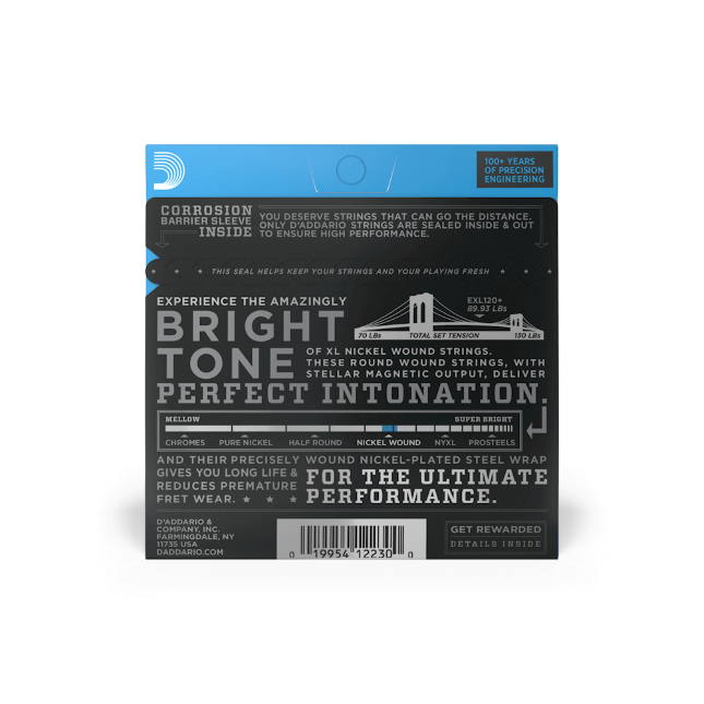 jeu de Cordes D\'Addario EXL120+, Super Light Plus, 9.5-44