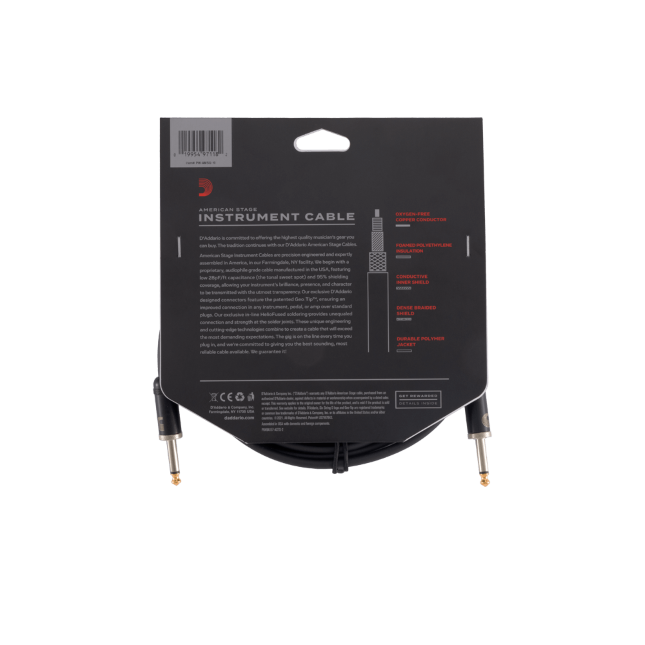 Câble instrument American Stage par D\'Addario, à angle droit, 3 mètres