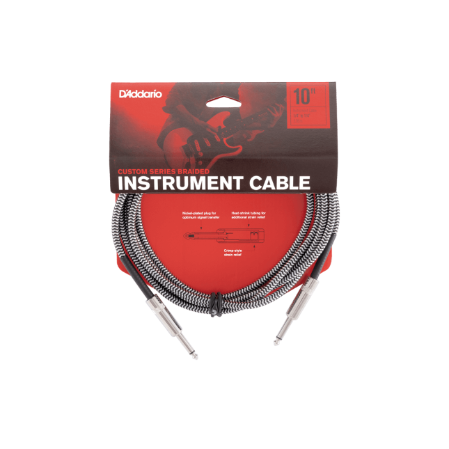 Câble instrument tressé D\'Addario Custom, gris, 3 m