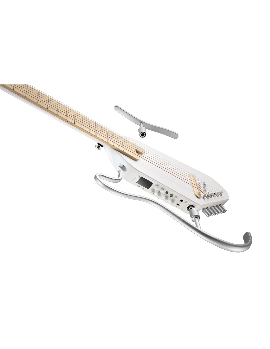DONNER HUSH-I Pro Travel Guitar White - Guitare folk de voyage avec effets intégrés + housse
