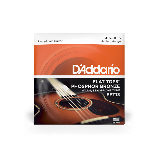 Jeu de Cordes D\'Addario EFT13, guitare à résonateur, 16-56