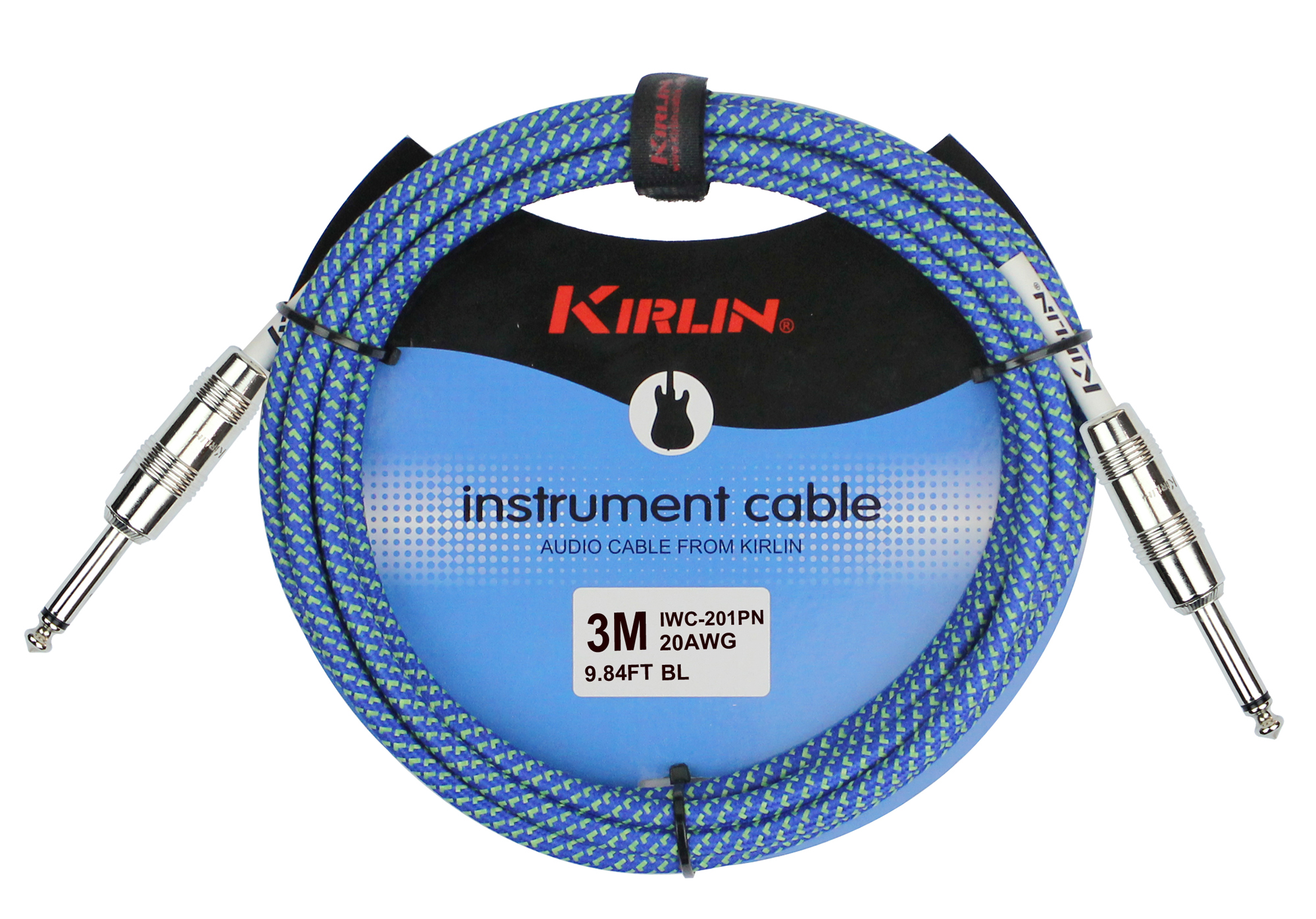 CABLE GUITARE KIRLIN 3M JACK JACK BLEU TRESSE