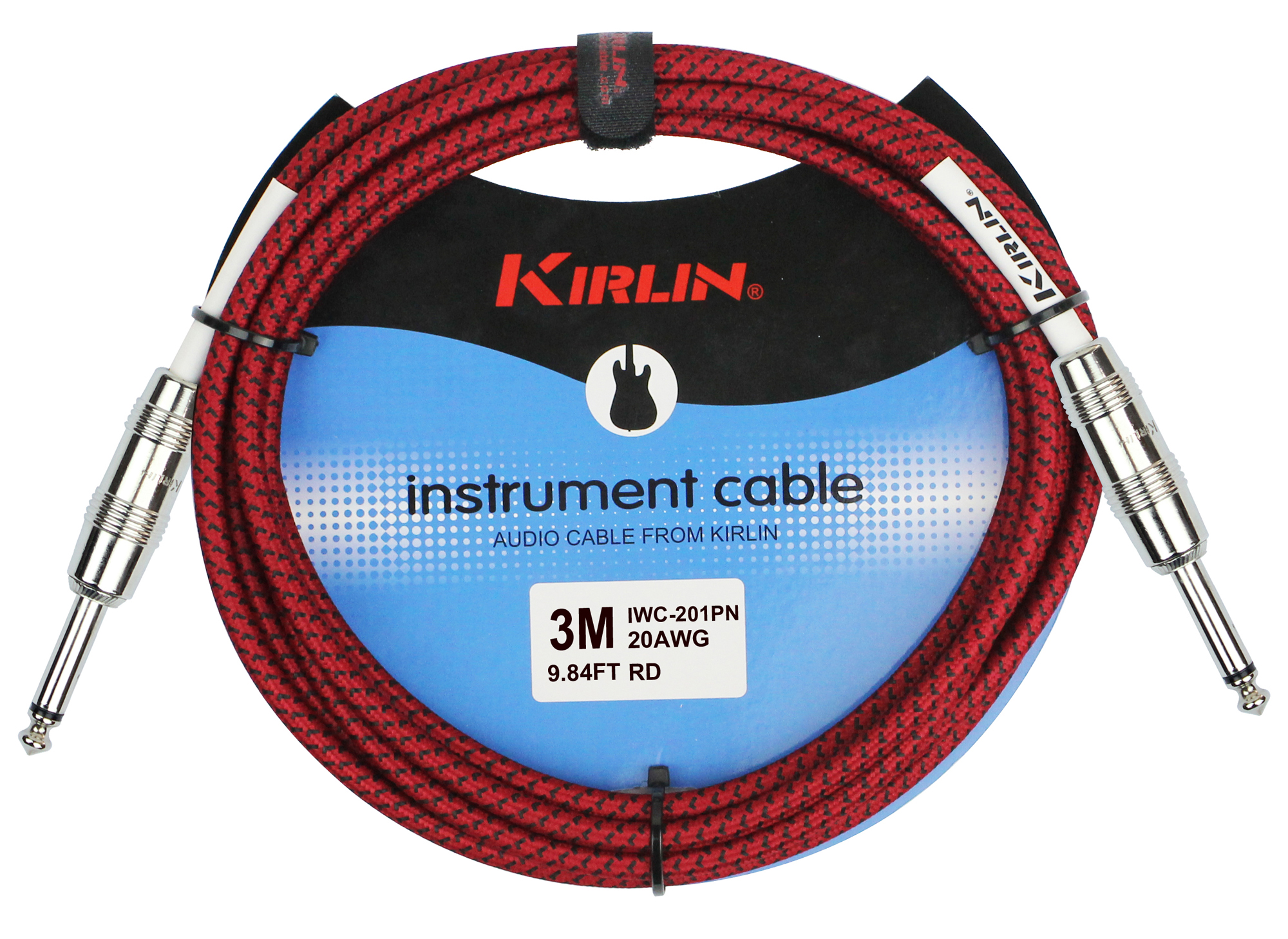 CABLE GUITARE KIRLIN 3M JACK JACK ROUGE TRESSE