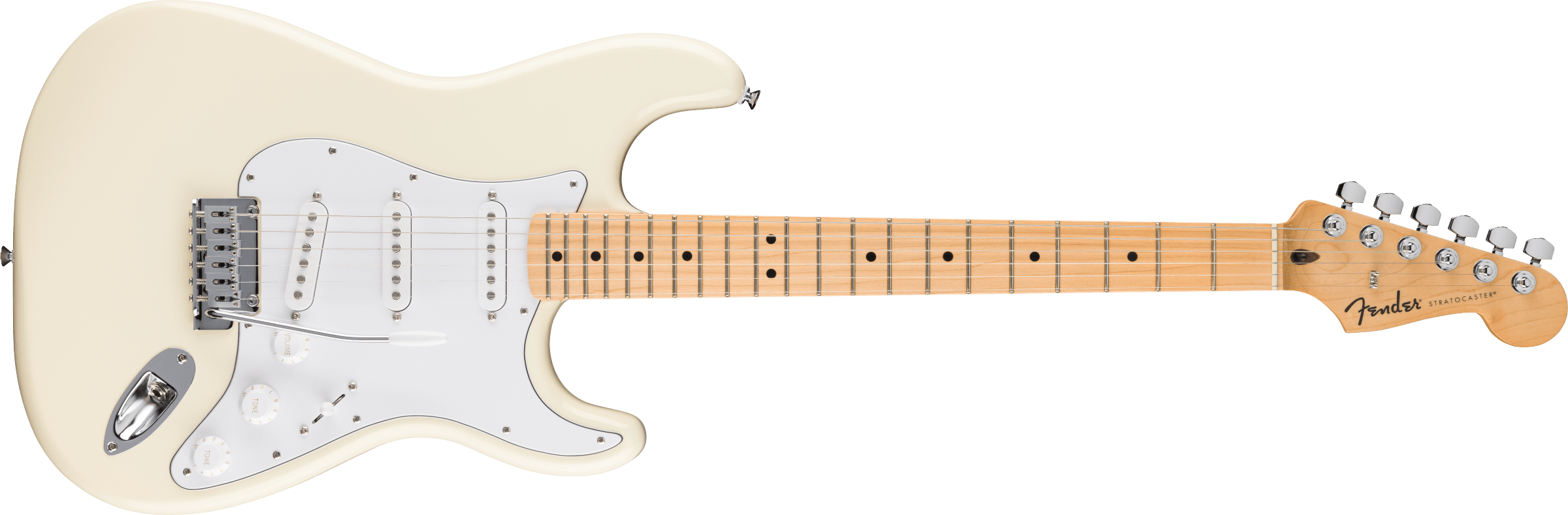 Guitare Fender Standard Stratocaster®, Maple Fingerboard, White Pickguard, Olympic White