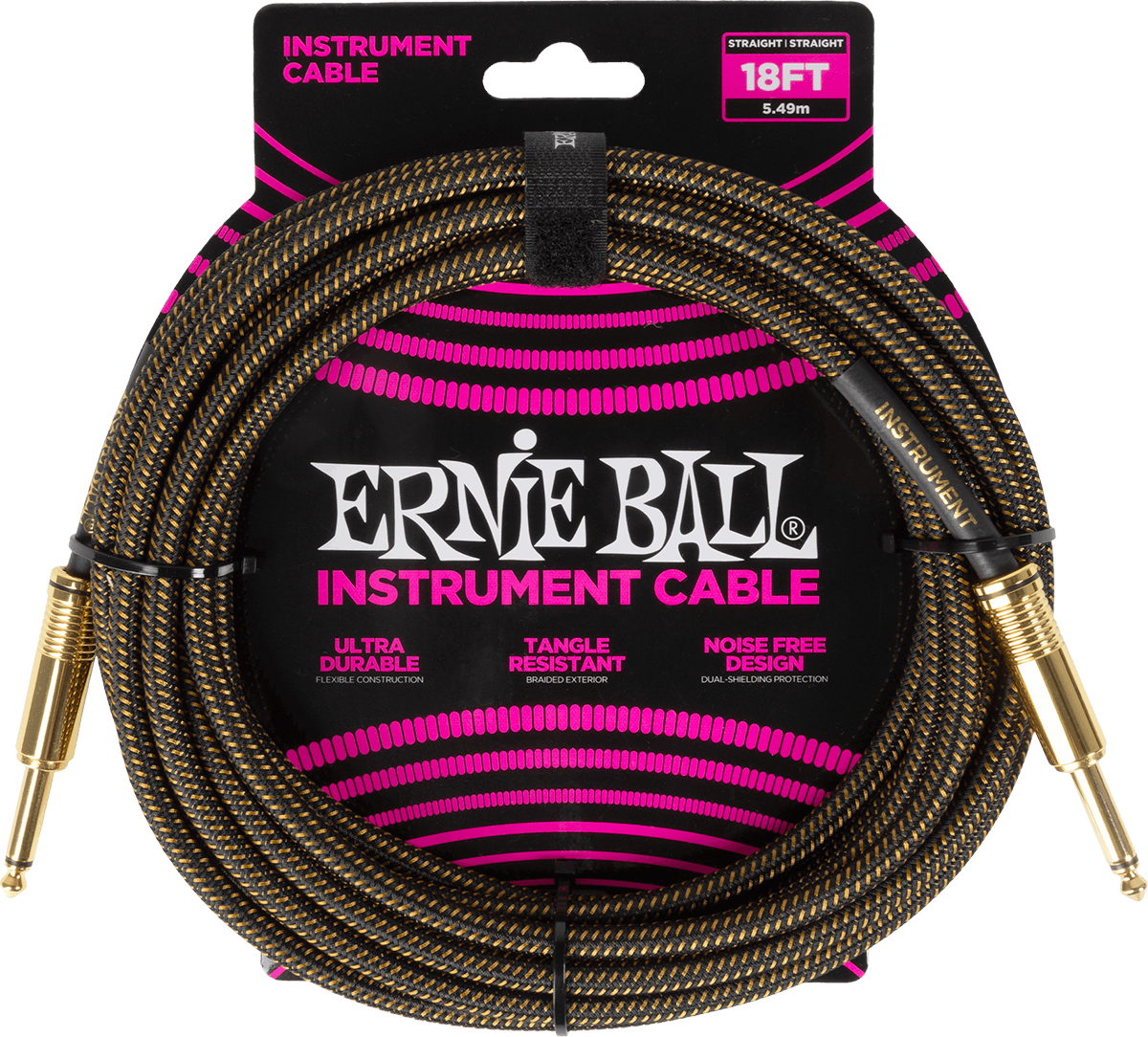 Cable tressé ERNIE BALL 6432 Jack/jack 5,5m Pay Dirt