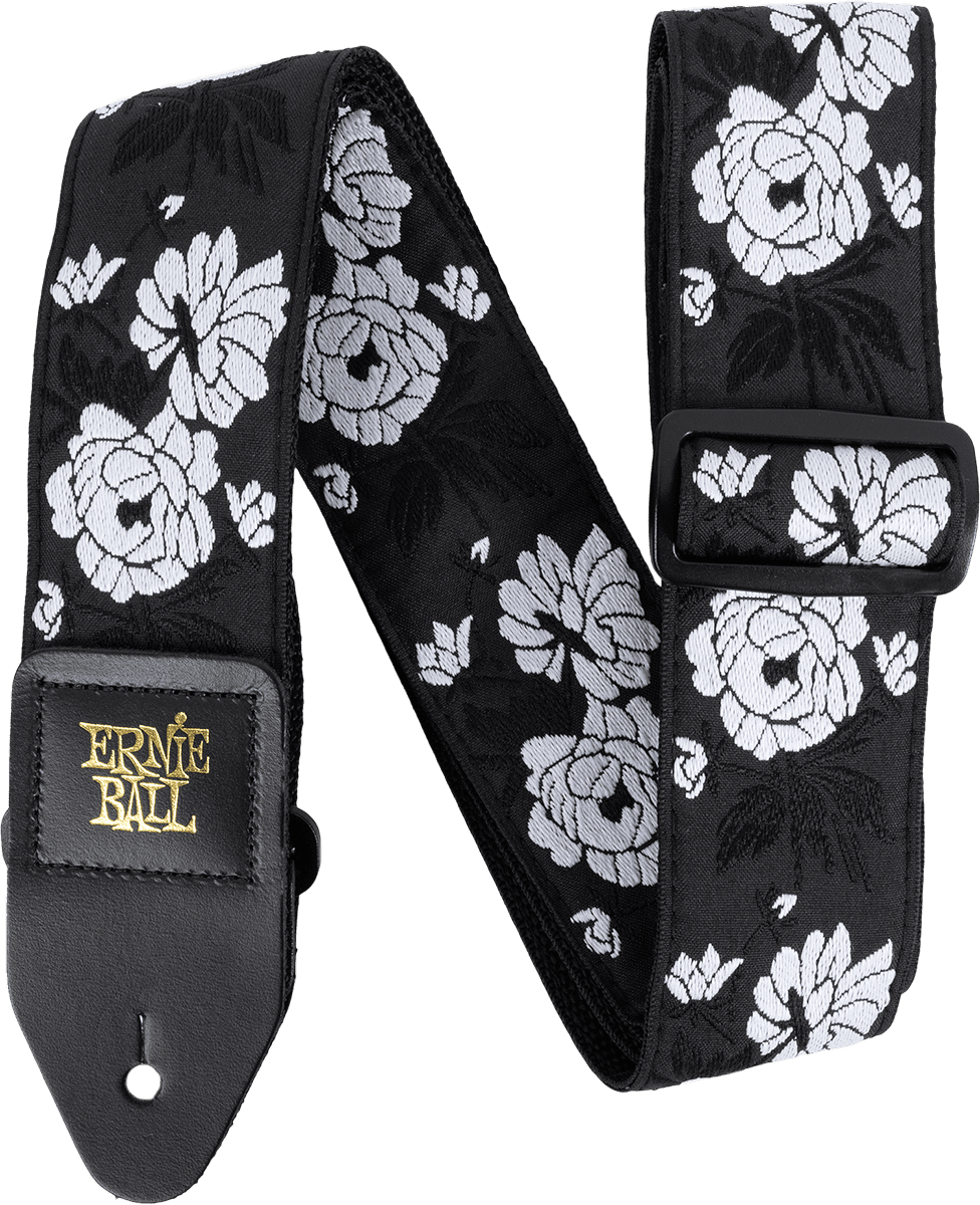 Sangle ERNIE BALL 5357 Vanilla Rose noir blanc