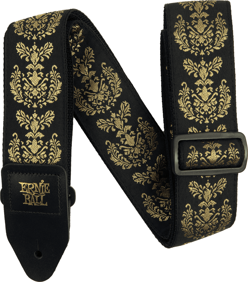 Sangle ERNIE BALL 5334 Royal Crest Noir Or