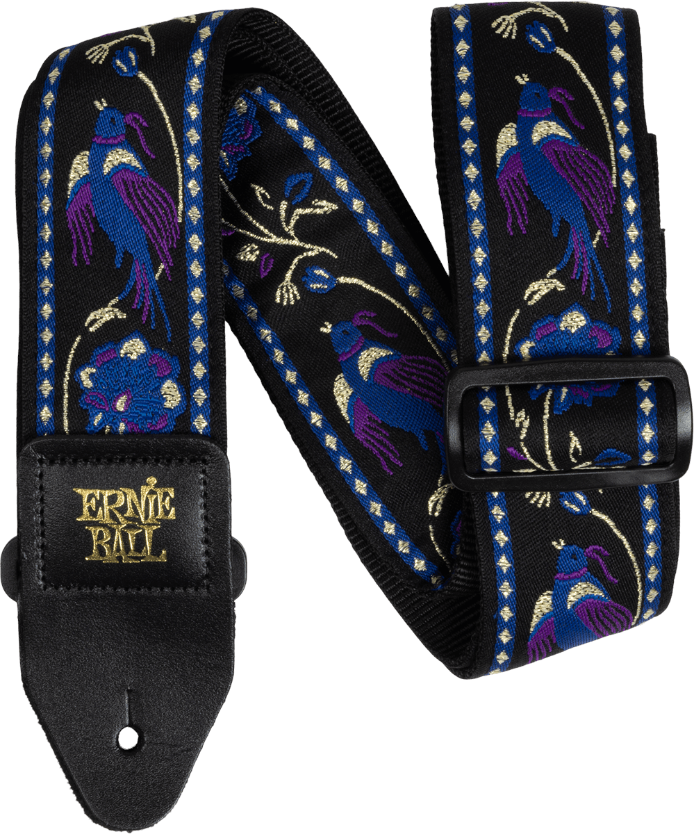 Sangle ERNIE BALL 5371 Purple Pleasant Pheasant Oiseau bleu