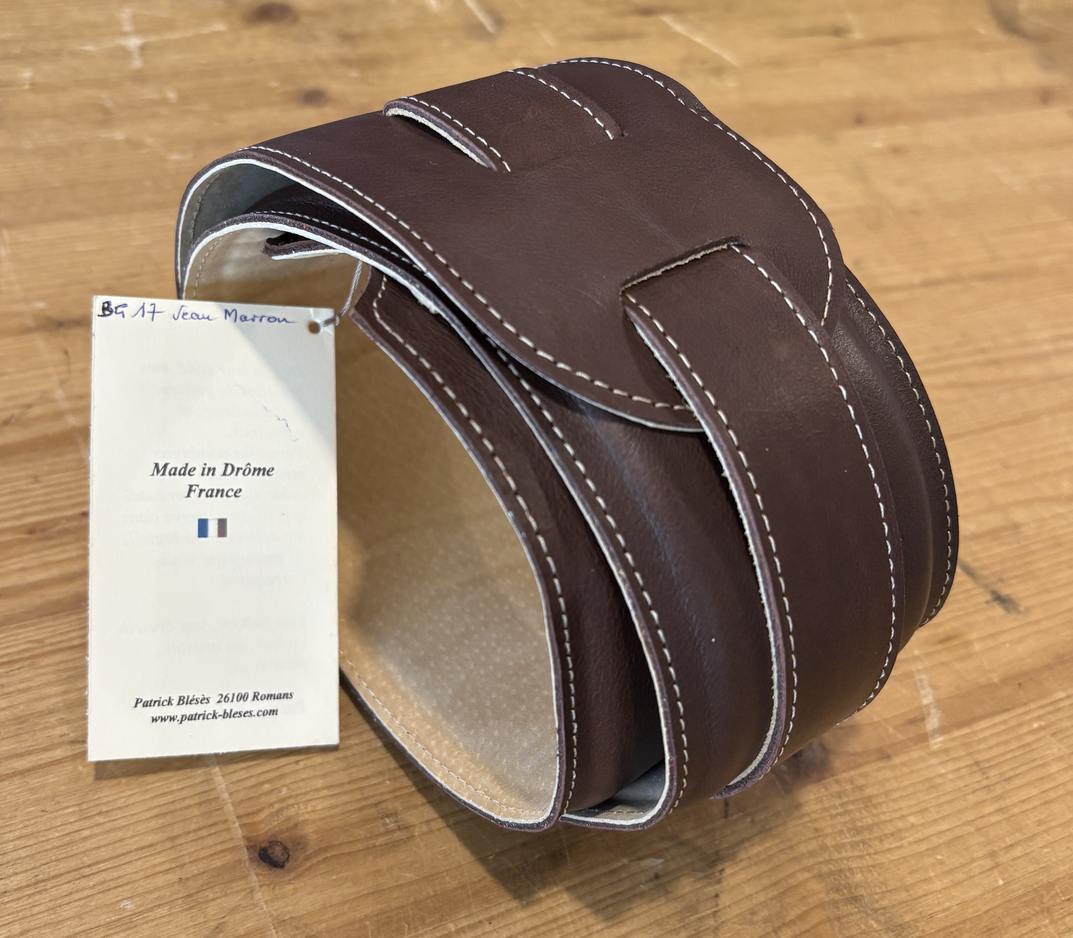 Sangle Patrick Bleses BG 17 Cuir Veau Marron